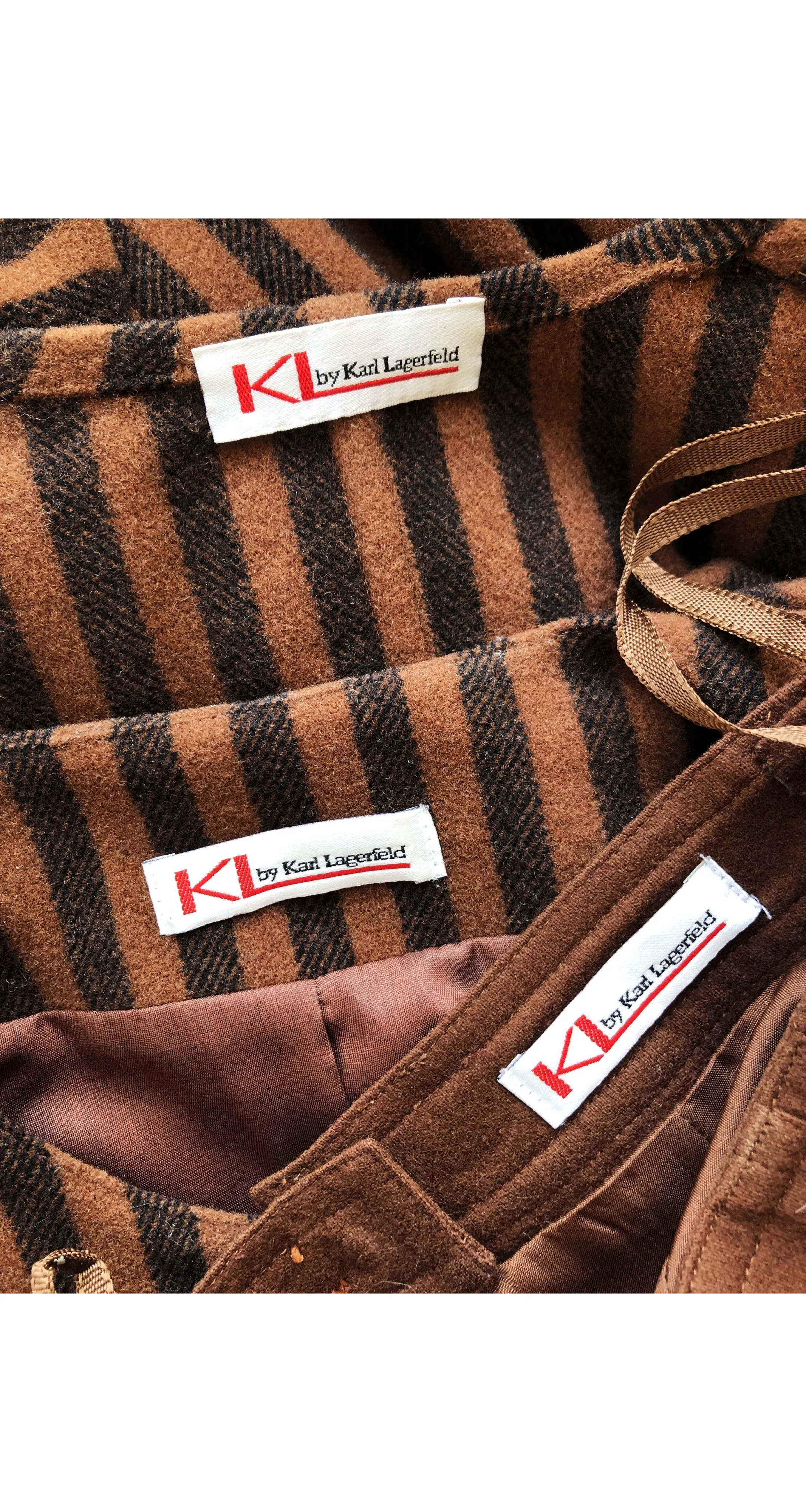 1980s Striped Brown Wool Three-Piece Outfit