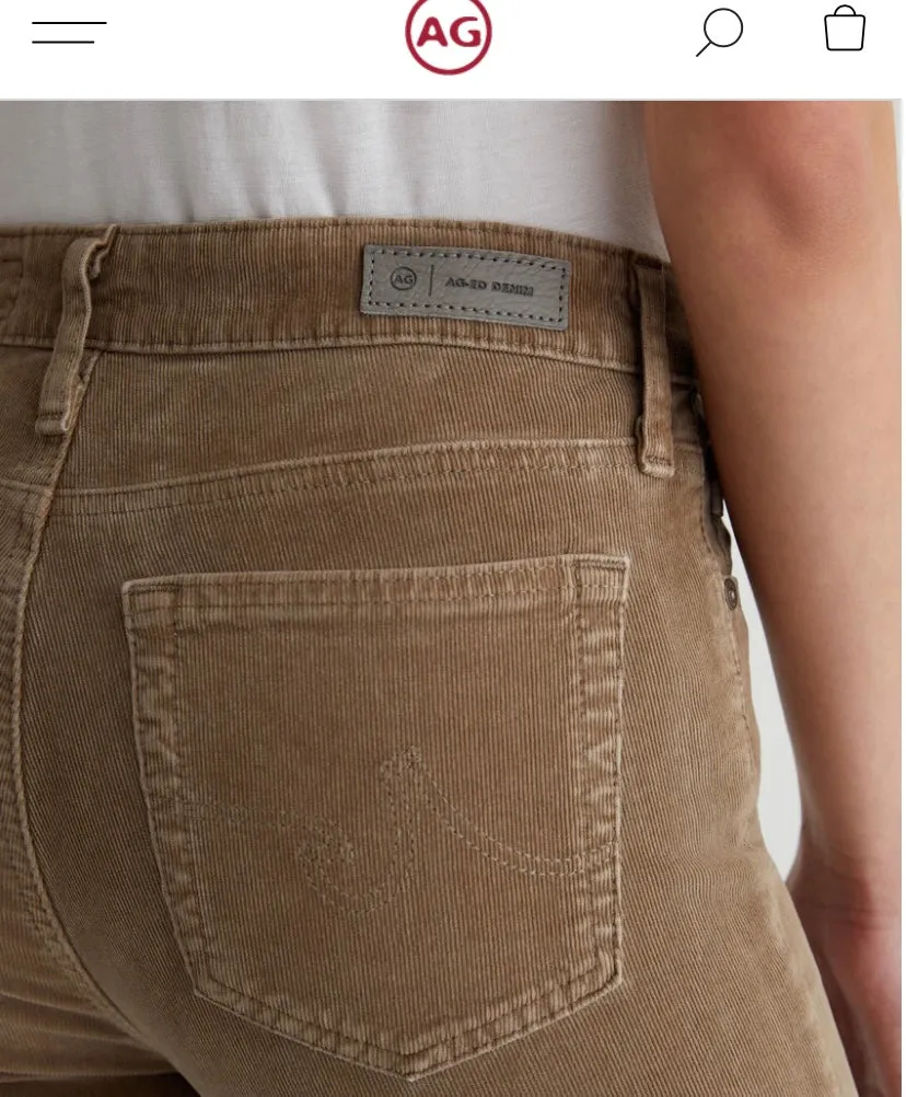 AG Mari Corduroy High rise Slim leg Wild Mushroom