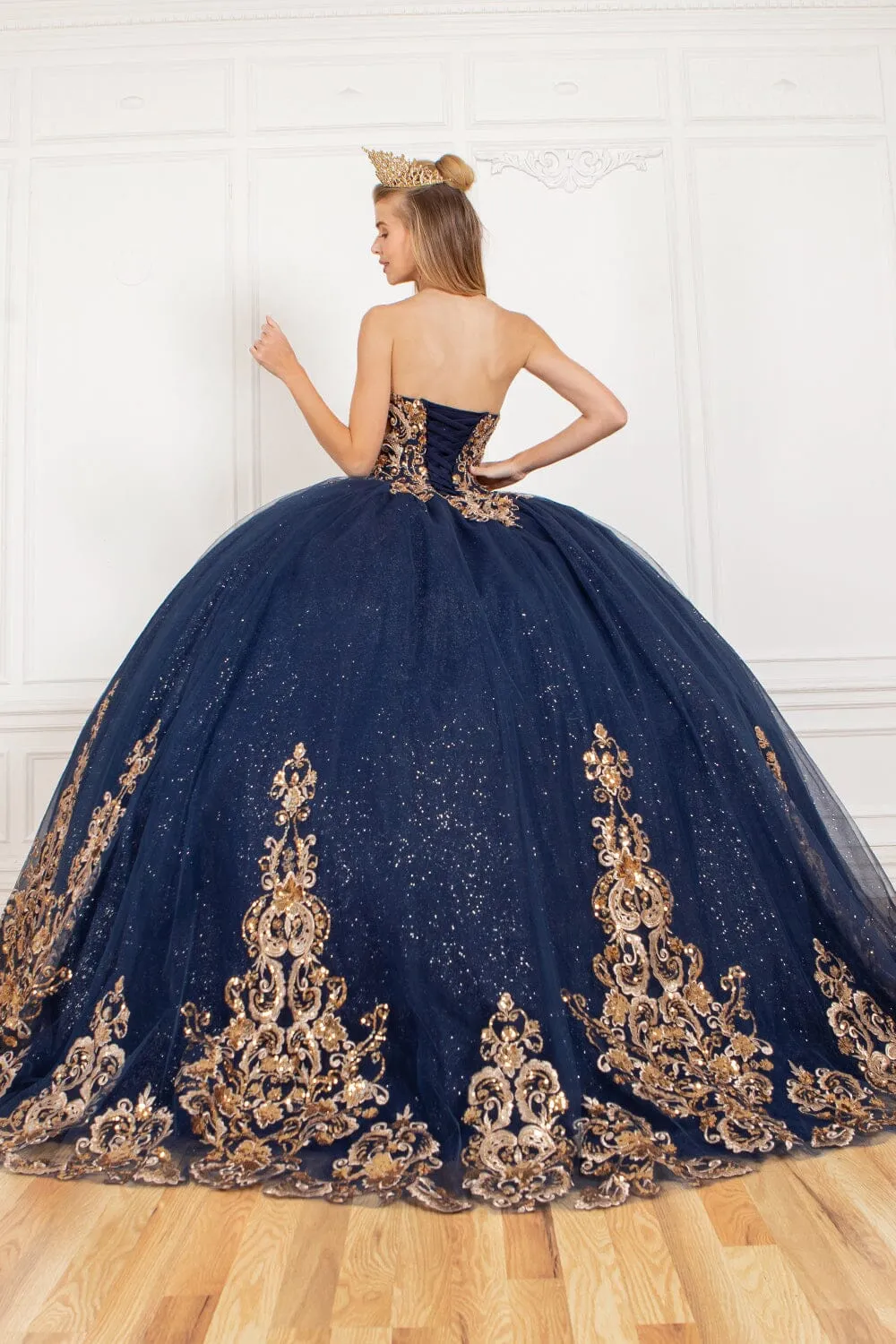 Applique Strapless Cape Ball Gown by Cinderella Couture 8063J