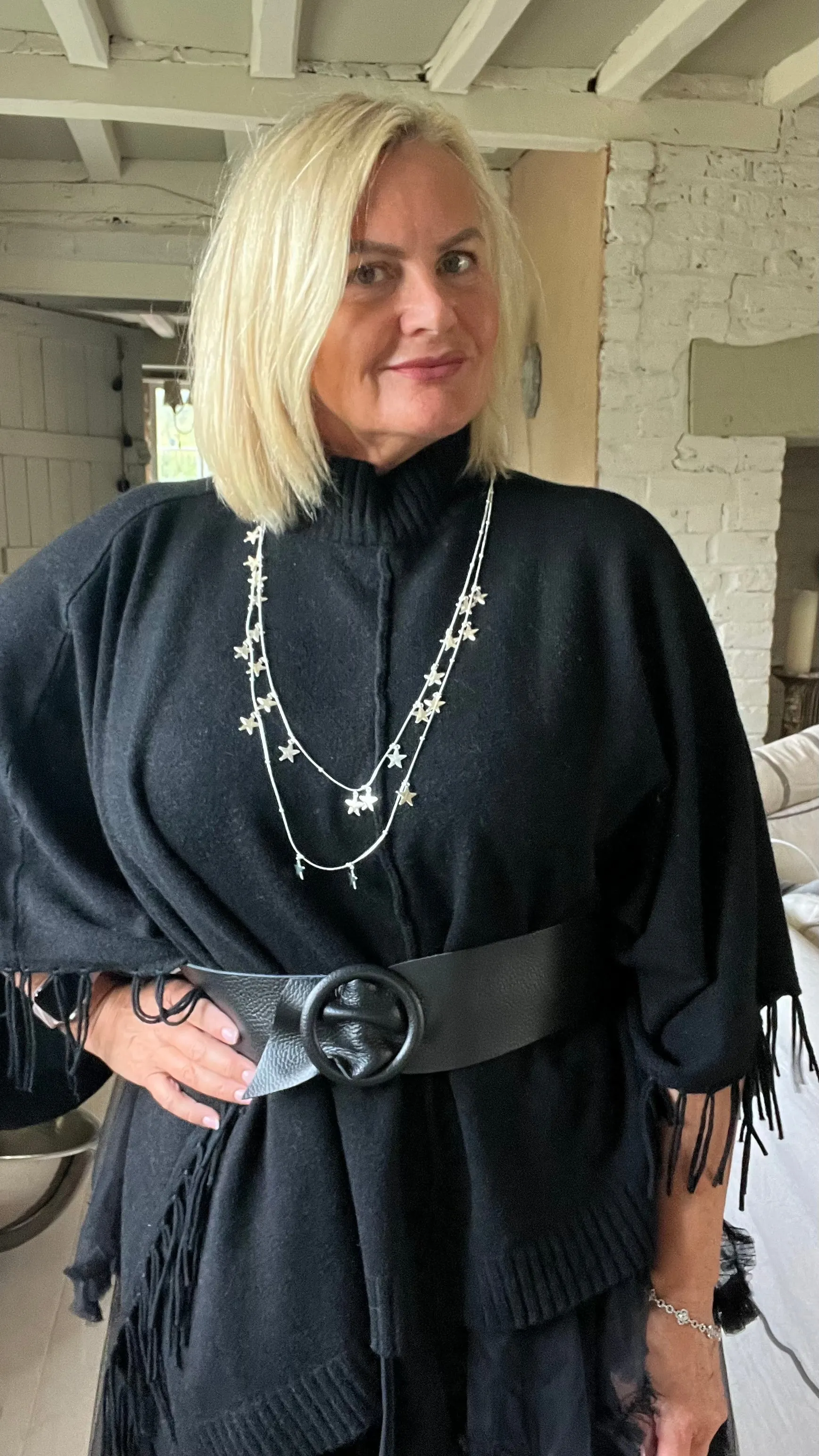 Black Leather Belt One Size