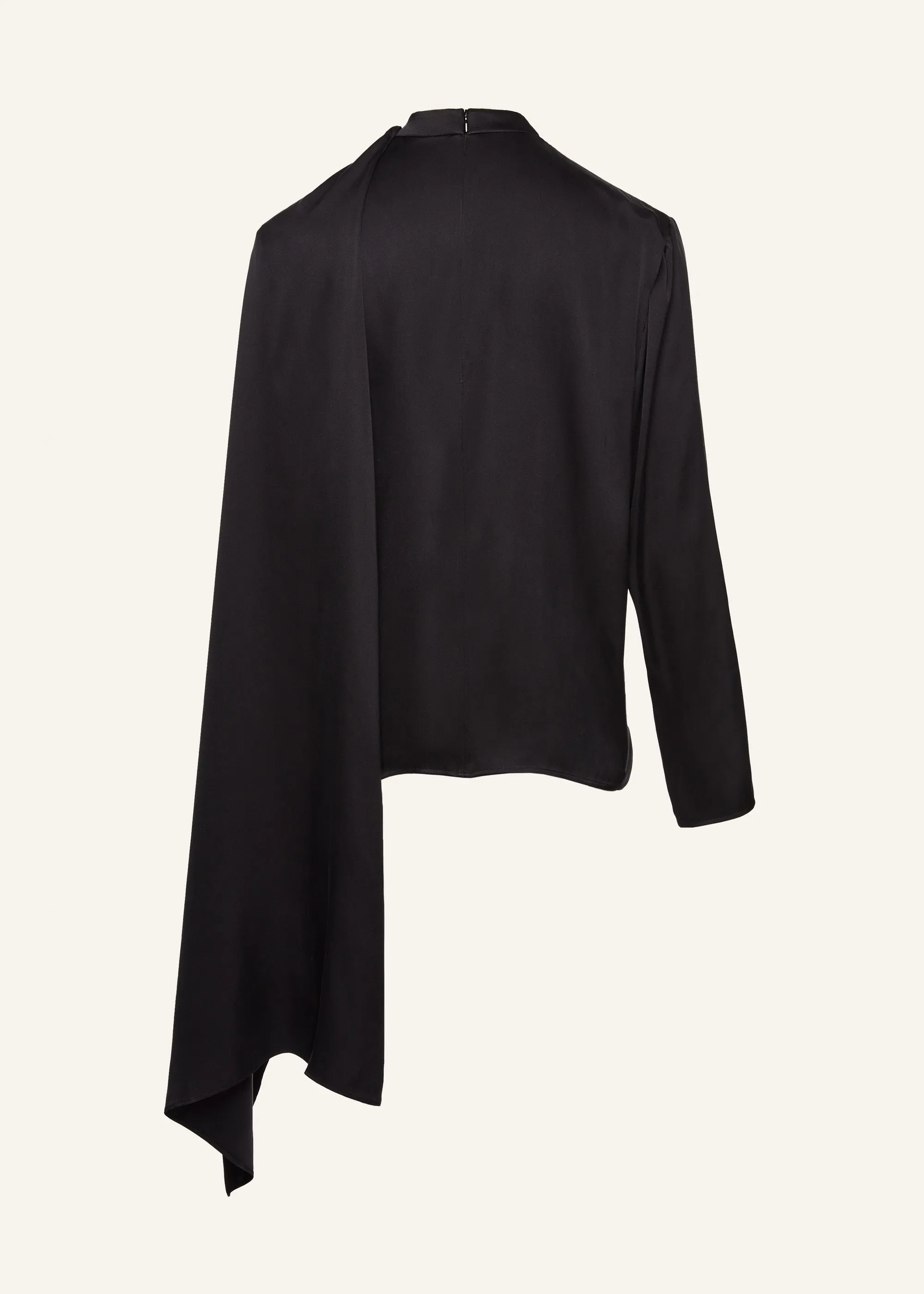 Cape-effect silk blouse in black
