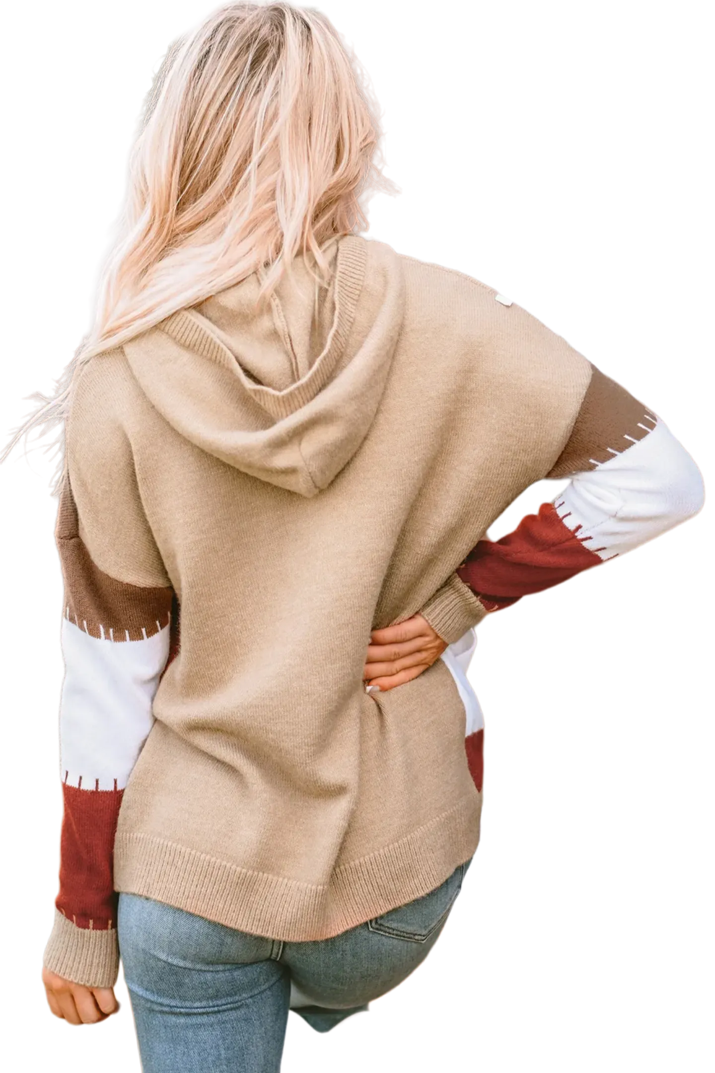 Color Block Long Sleeve Hooded Sweater