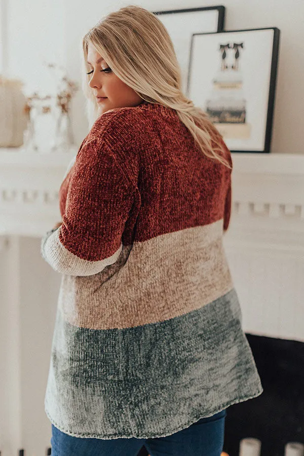 Cool And Collected Chenille Color Block Cardigan Curves