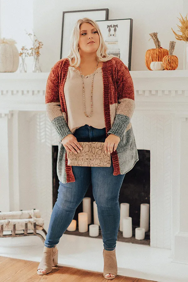 Cool And Collected Chenille Color Block Cardigan Curves