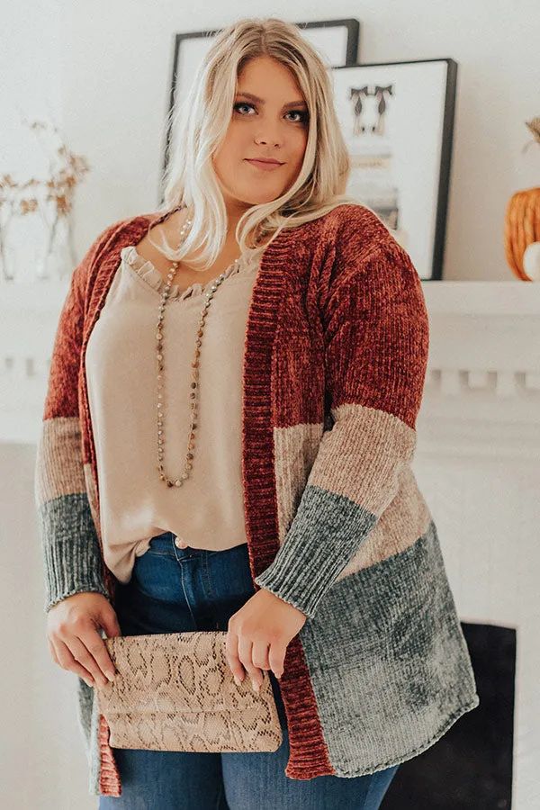 Cool And Collected Chenille Color Block Cardigan Curves