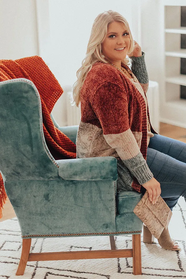 Cool And Collected Chenille Color Block Cardigan Curves