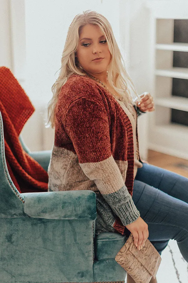 Cool And Collected Chenille Color Block Cardigan Curves