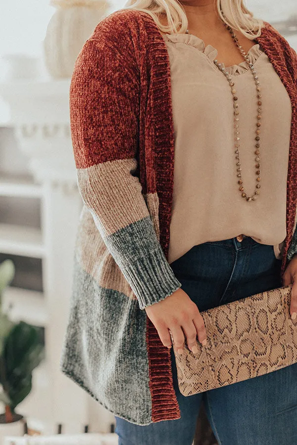 Cool And Collected Chenille Color Block Cardigan Curves