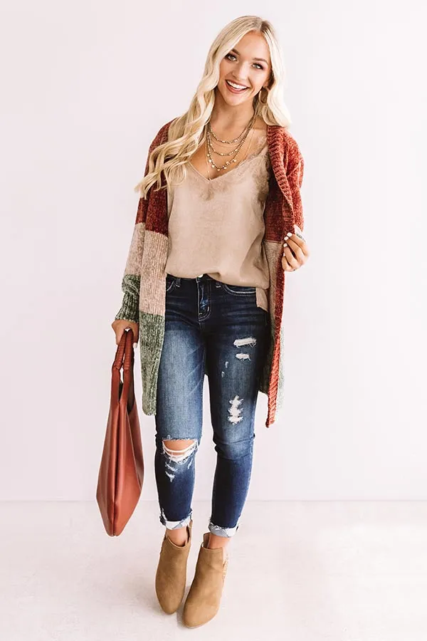 Cool And Collected Chenille Color Block Cardigan