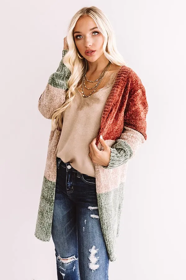 Cool And Collected Chenille Color Block Cardigan