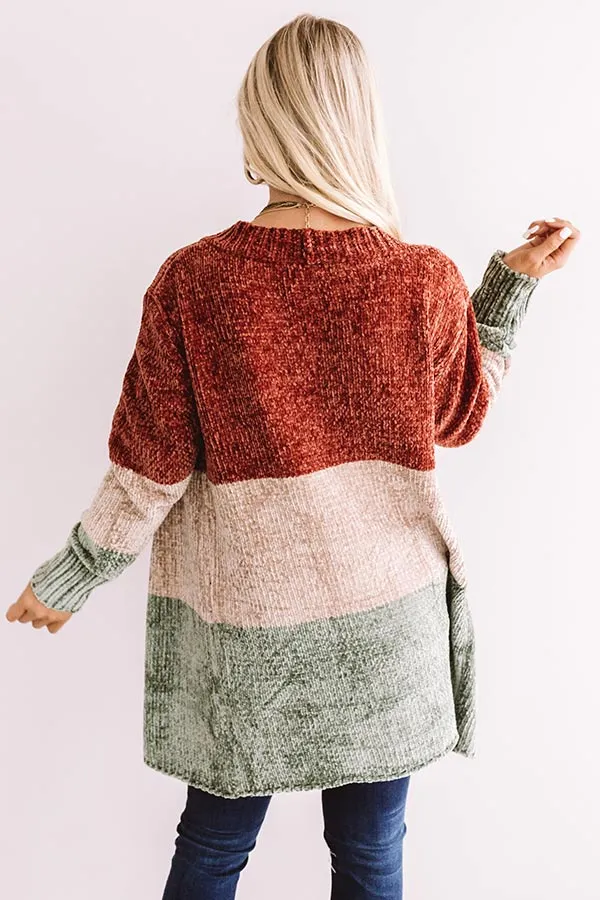 Cool And Collected Chenille Color Block Cardigan