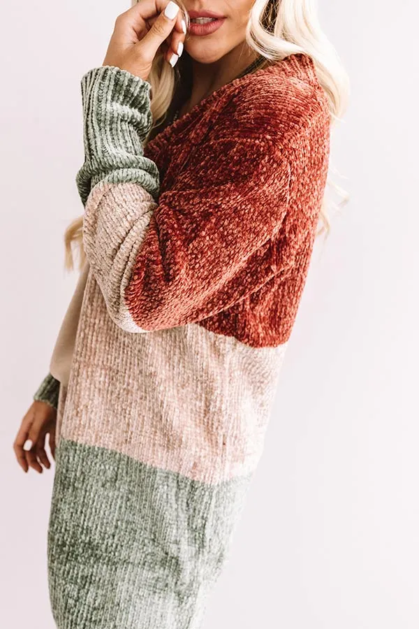 Cool And Collected Chenille Color Block Cardigan