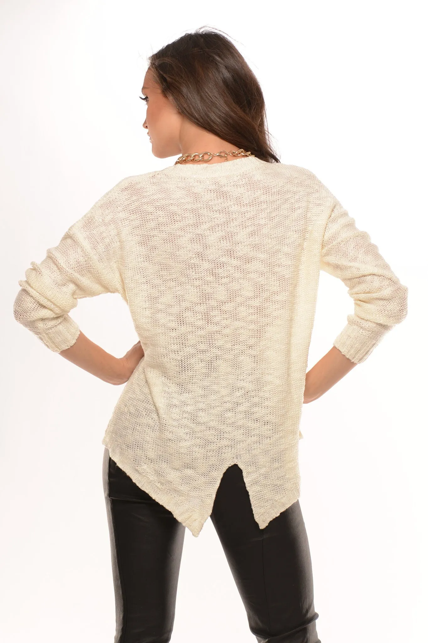 Cream Foil Print Sweater