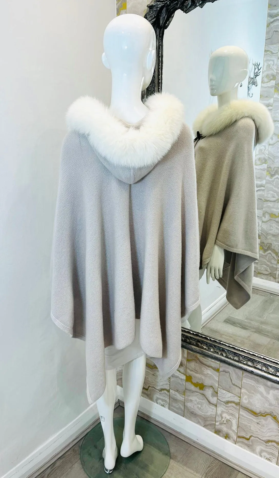 Doriani Rabbit Fur & Cashmere Cape. Size M