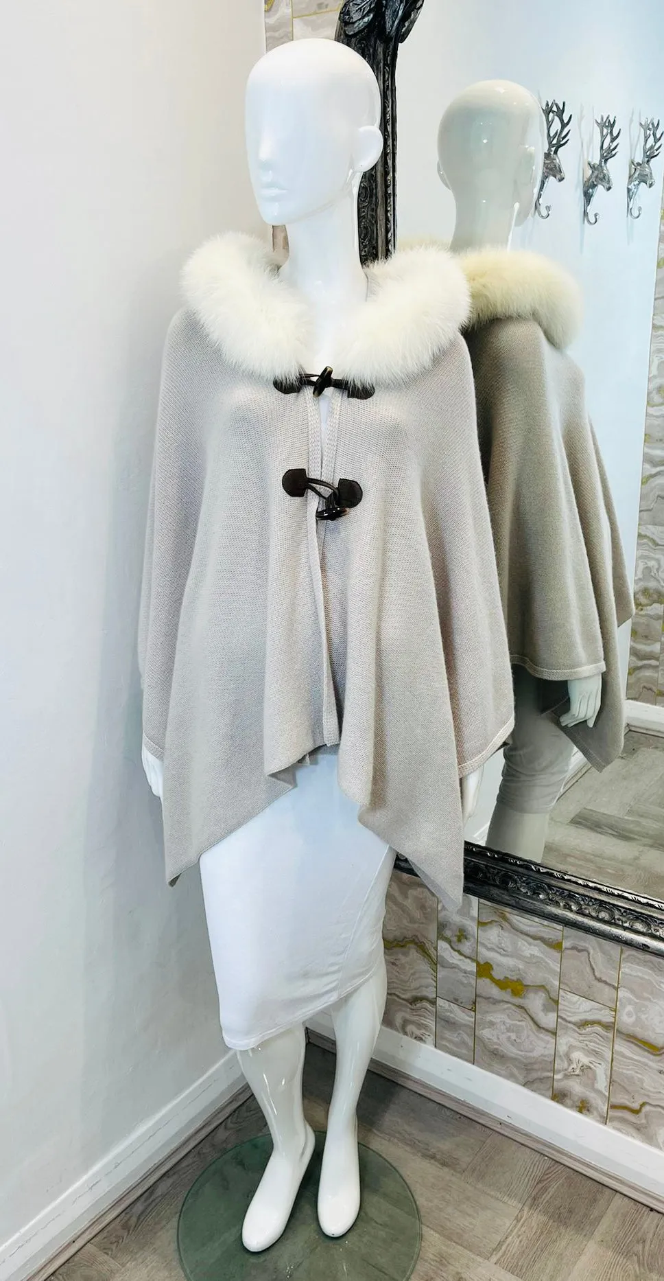 Doriani Rabbit Fur & Cashmere Cape. Size M