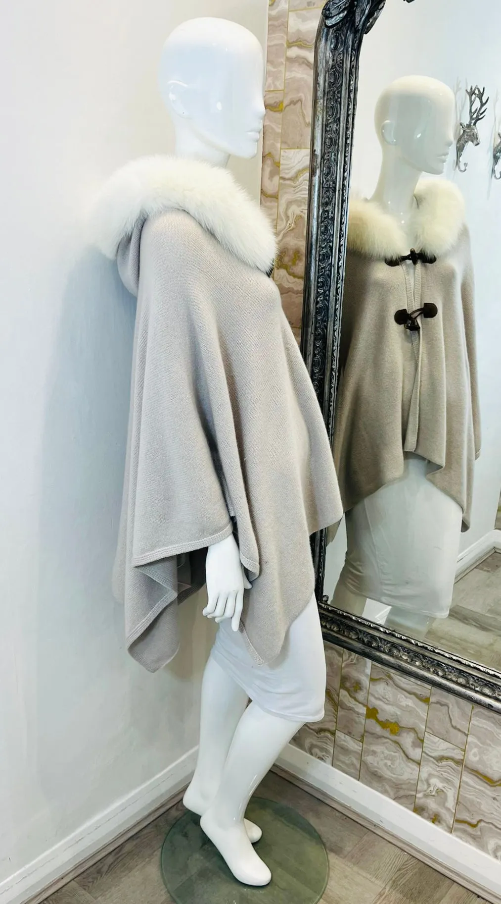 Doriani Rabbit Fur & Cashmere Cape. Size M