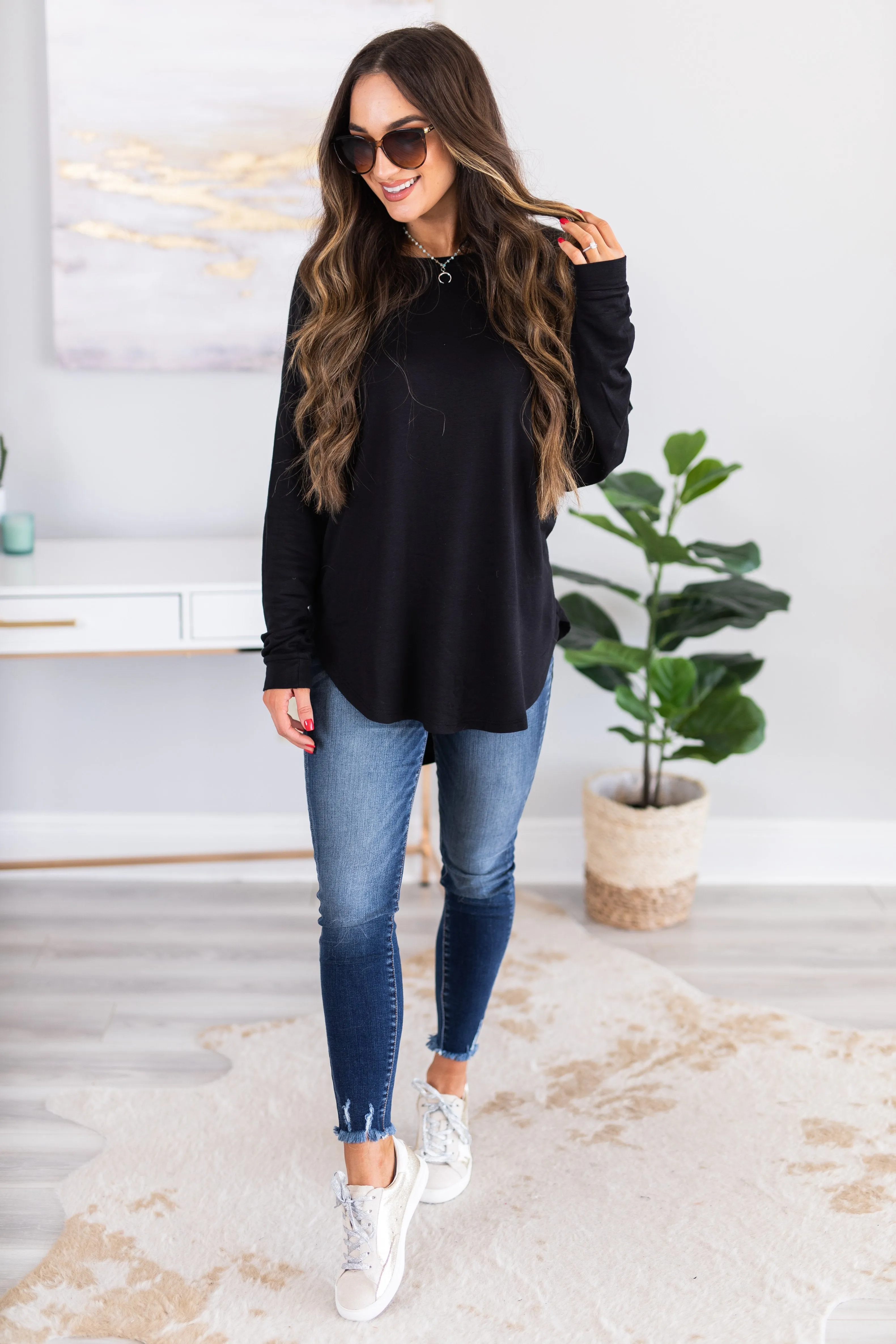 Easy Like Sunday Black Fleece Tunic