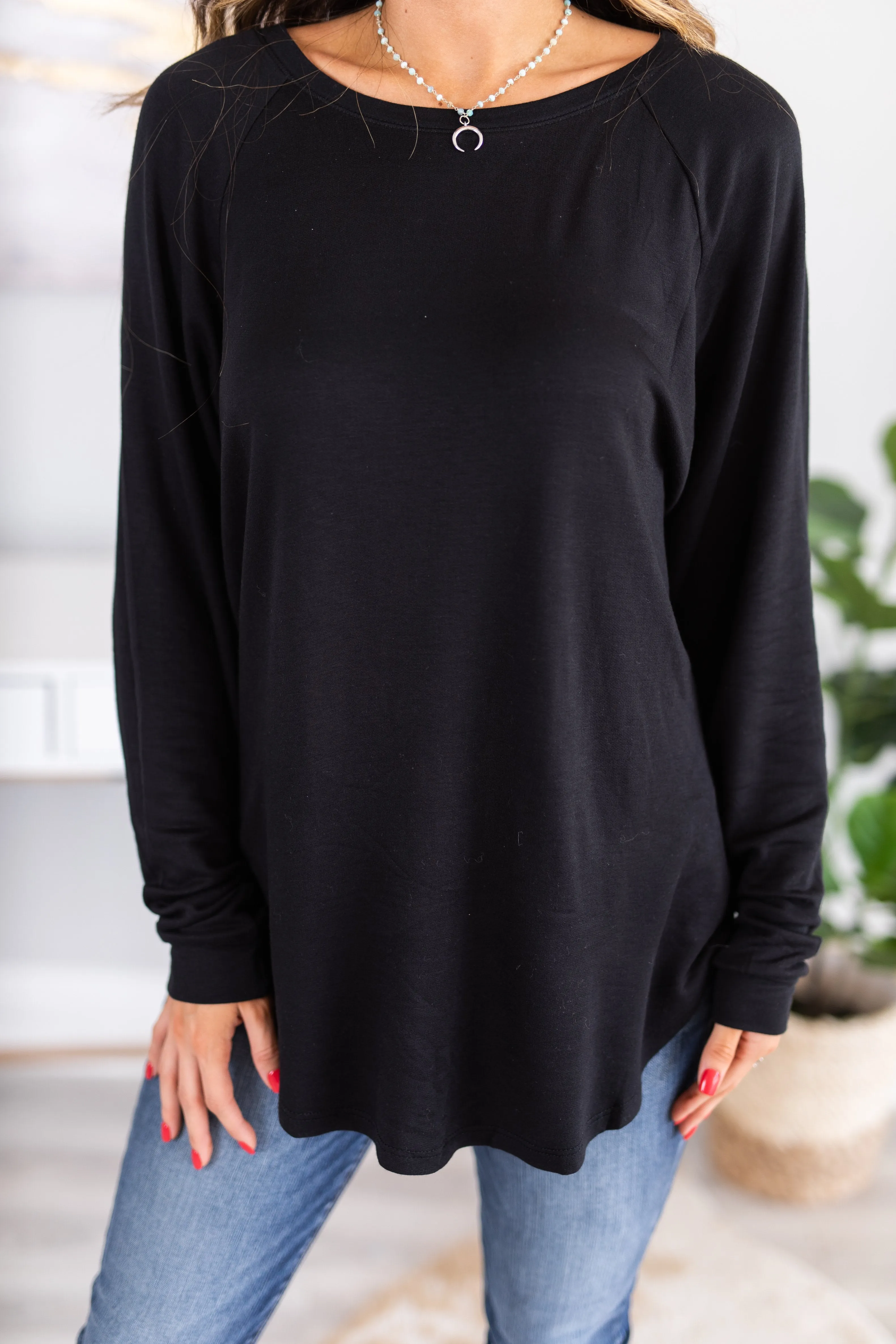 Easy Like Sunday Black Fleece Tunic