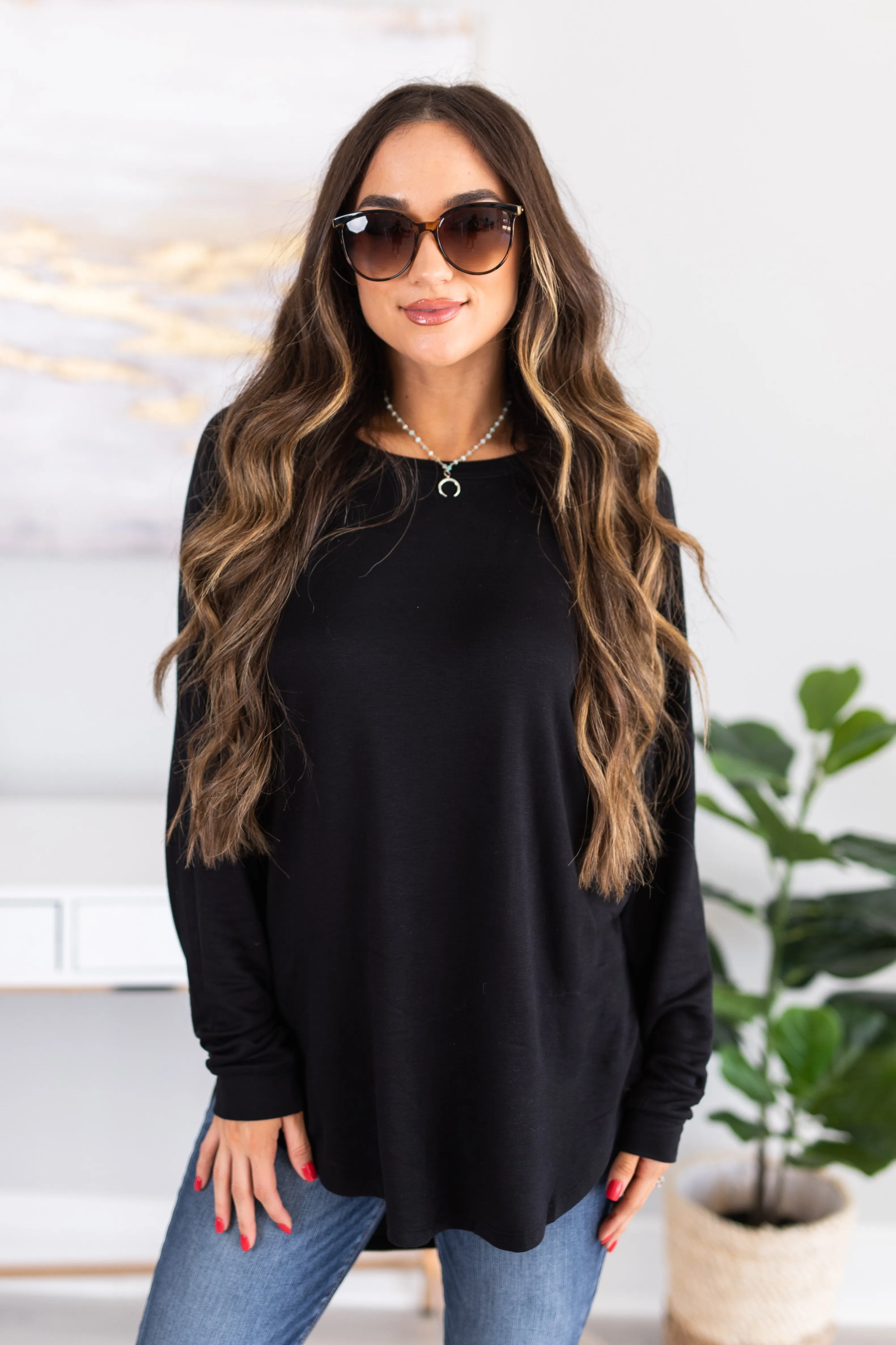 Easy Like Sunday Black Fleece Tunic