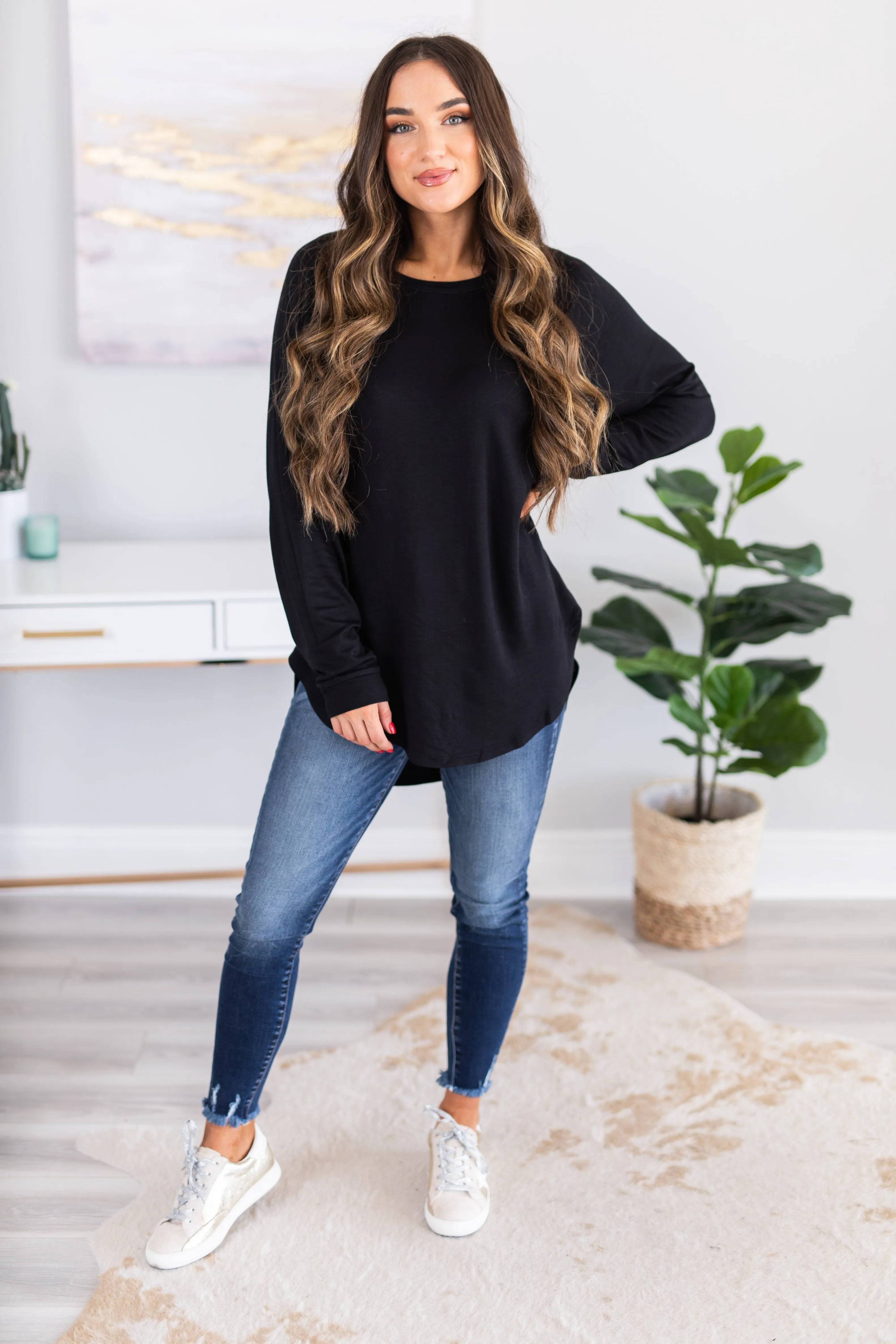 Easy Like Sunday Black Fleece Tunic