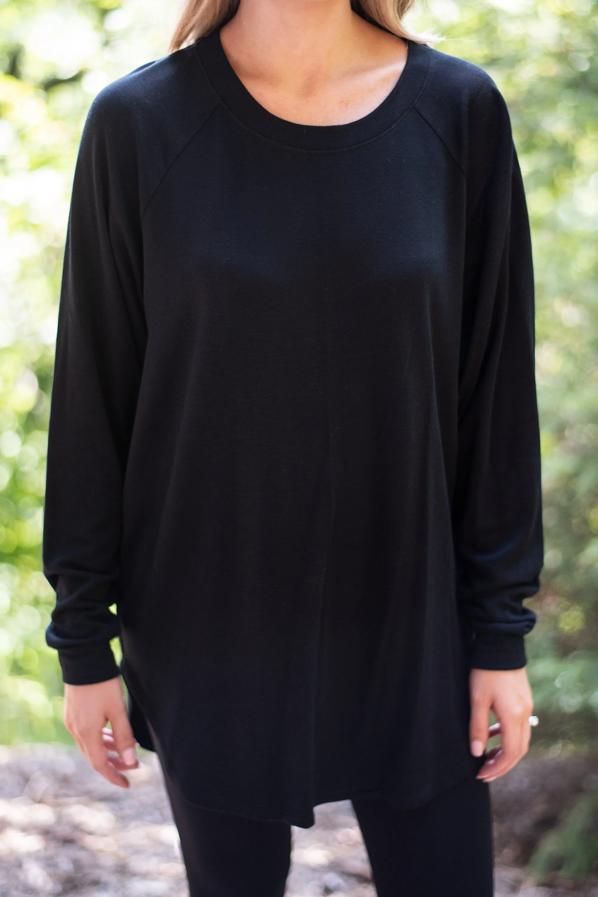 Easy Like Sunday Black Fleece Tunic