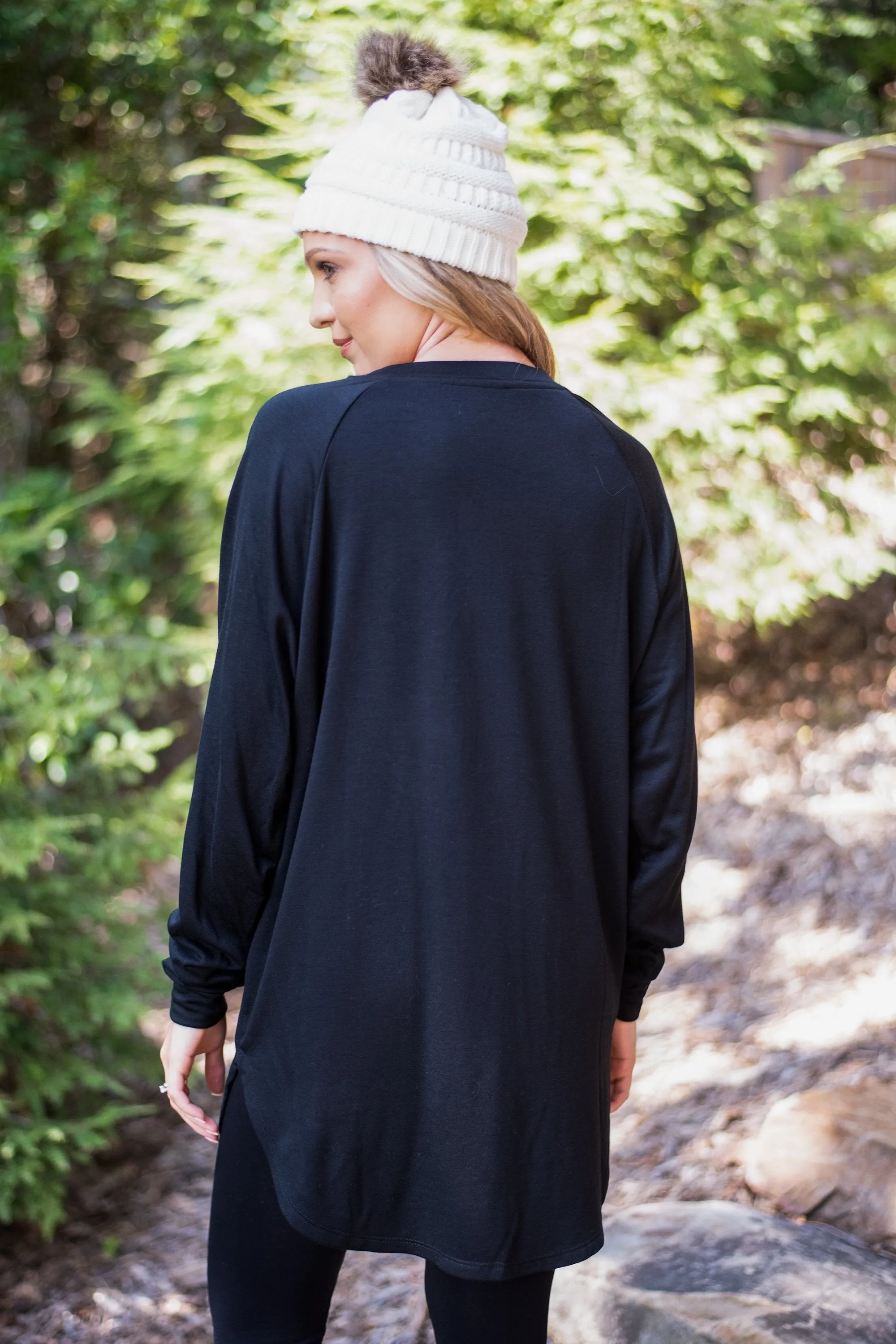 Easy Like Sunday Black Fleece Tunic