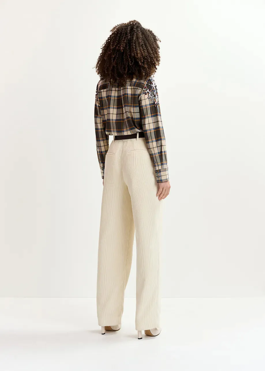 ESSENTIEL Off White Corduroy Trousers