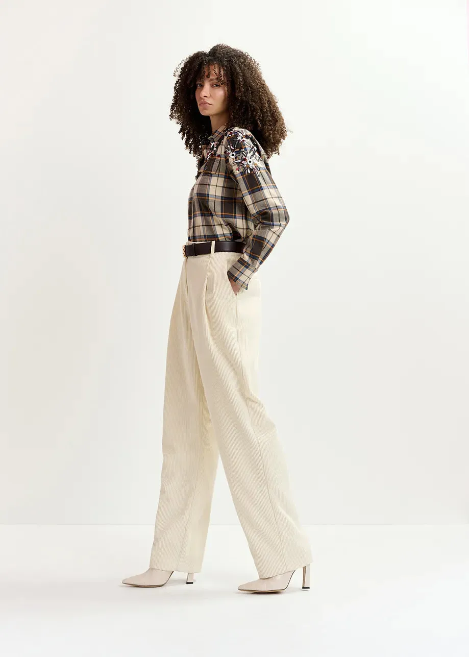 ESSENTIEL Off White Corduroy Trousers