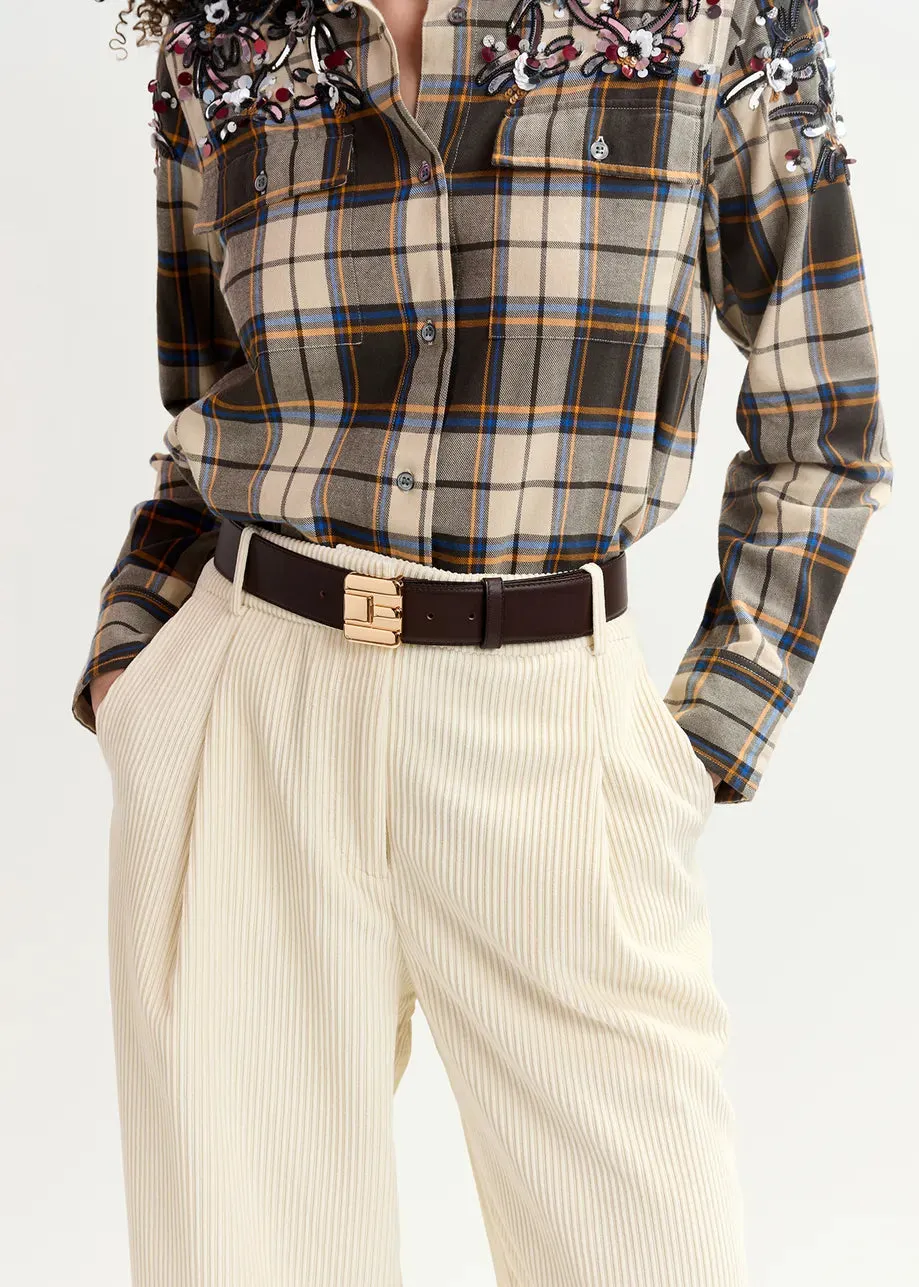 ESSENTIEL Off White Corduroy Trousers