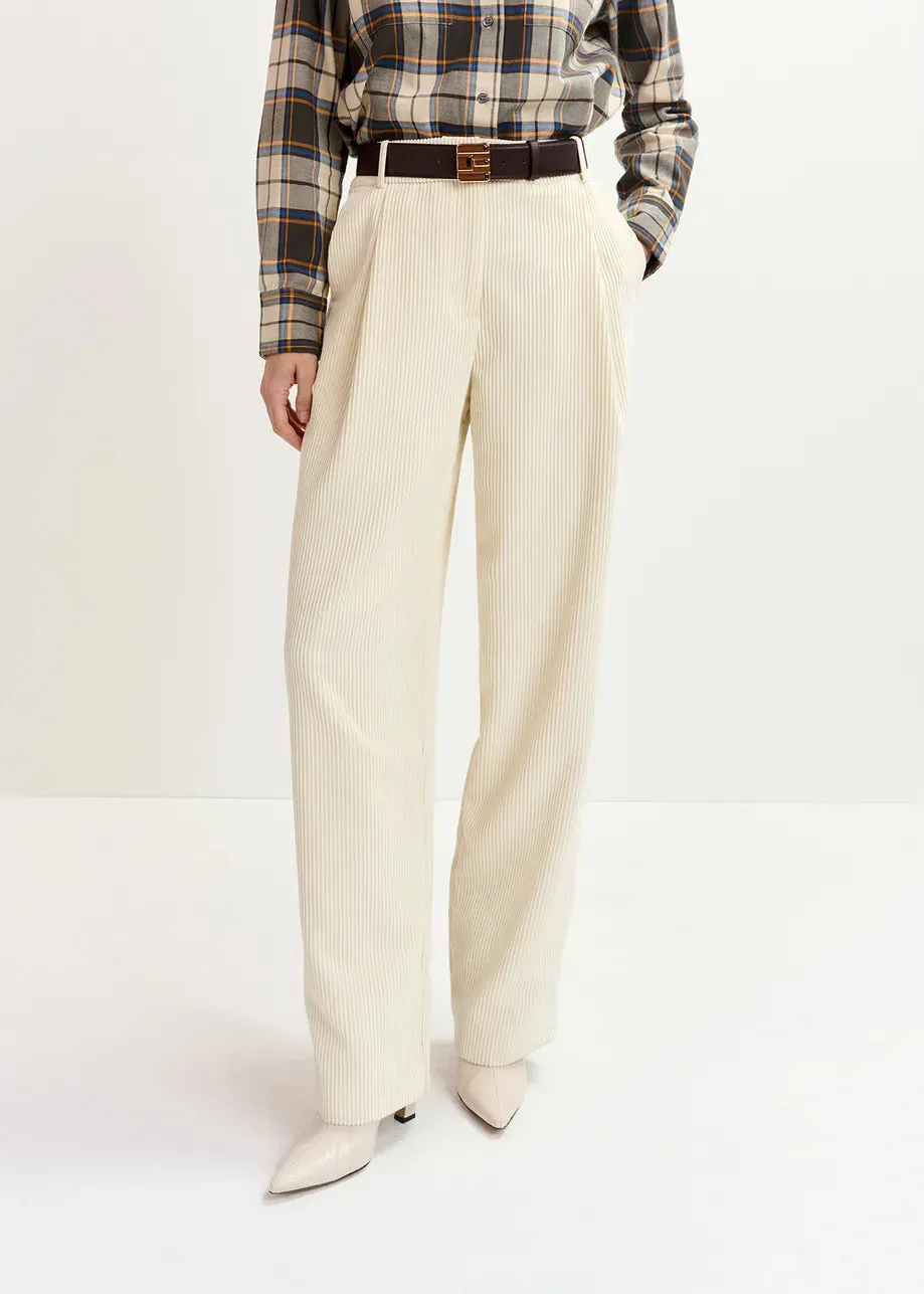 ESSENTIEL Off White Corduroy Trousers
