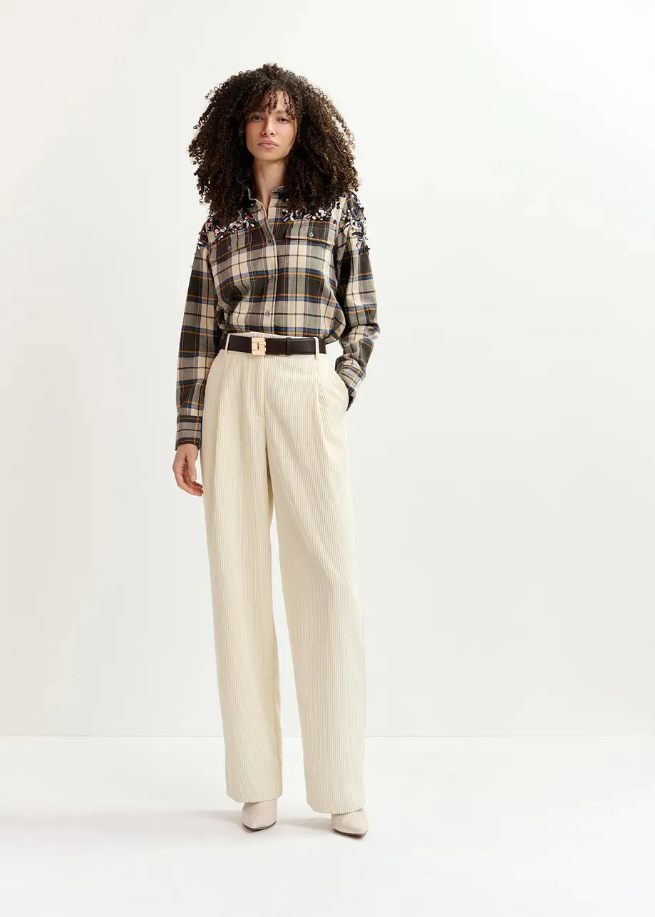 ESSENTIEL Off White Corduroy Trousers