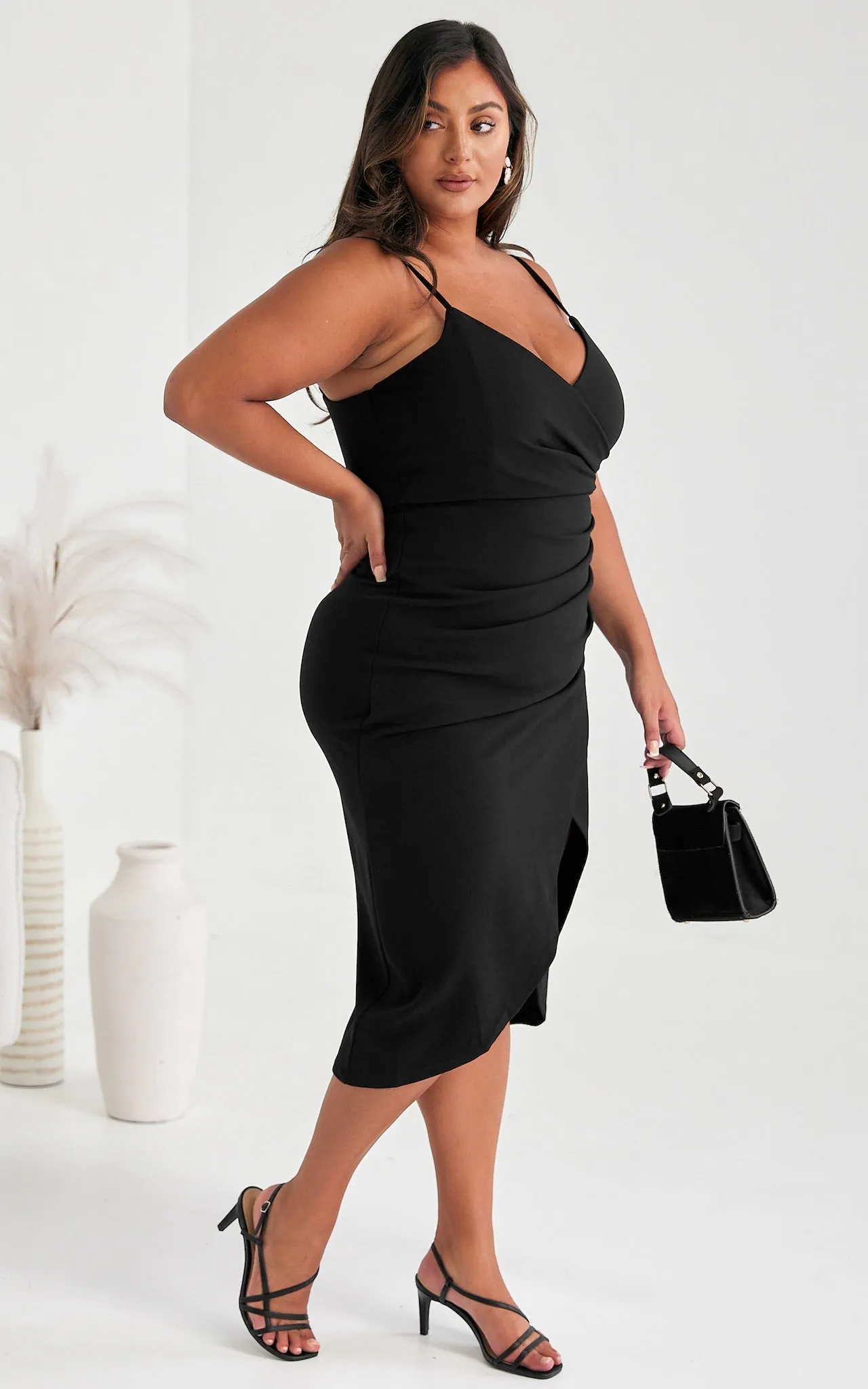 Evangeline Midi Dress - Black
