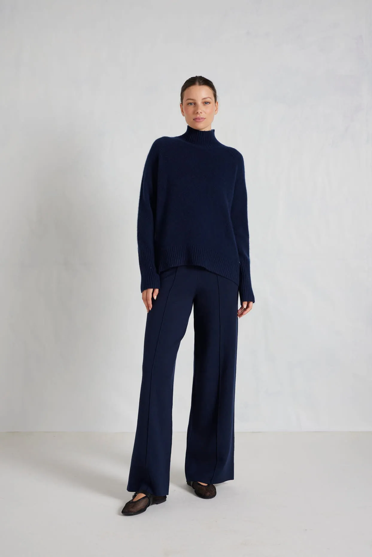 Fifi Polo Cashmere Sweater in Midnight Navy
