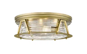 Four Light Flush Mount from the Cape Harbor Collection in Rubbed Brass Finish by Z-Lite