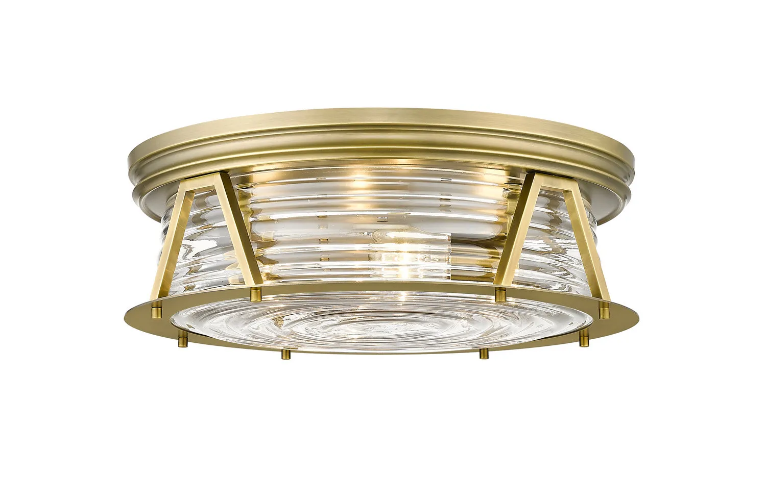 Four Light Flush Mount from the Cape Harbor Collection in Rubbed Brass Finish by Z-Lite