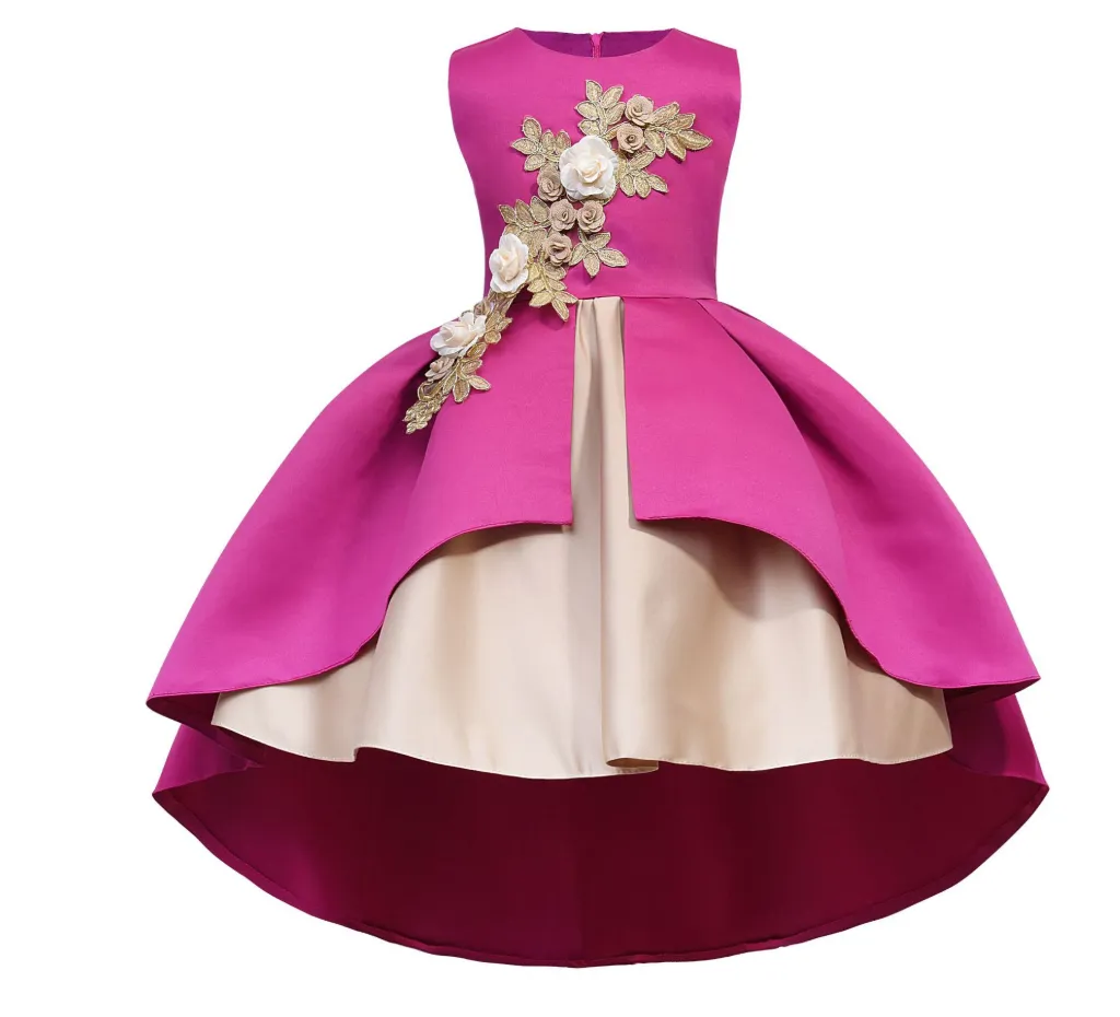 GV girls Kids Birthday Party Baby Girls Flower Poncho Skirt Children Sleeveless Wedding Party Dress