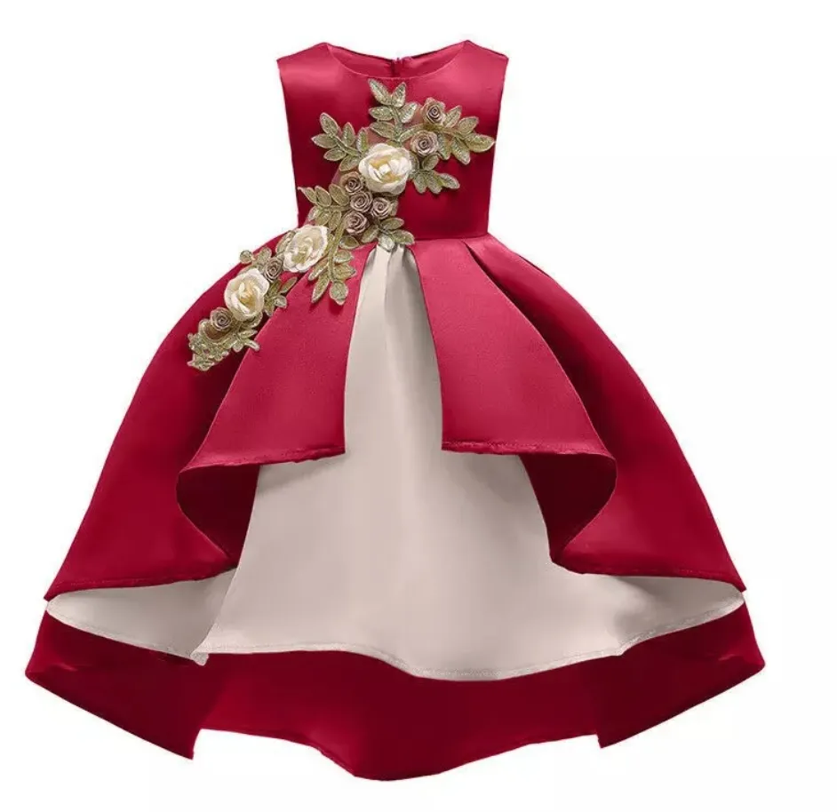 GV girls Kids Birthday Party Baby Girls Flower Poncho Skirt Children Sleeveless Wedding Party Dress