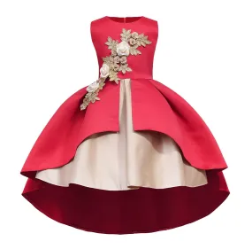 GV girls Kids Birthday Party Baby Girls Flower Poncho Skirt Children Sleeveless Wedding Party Dress