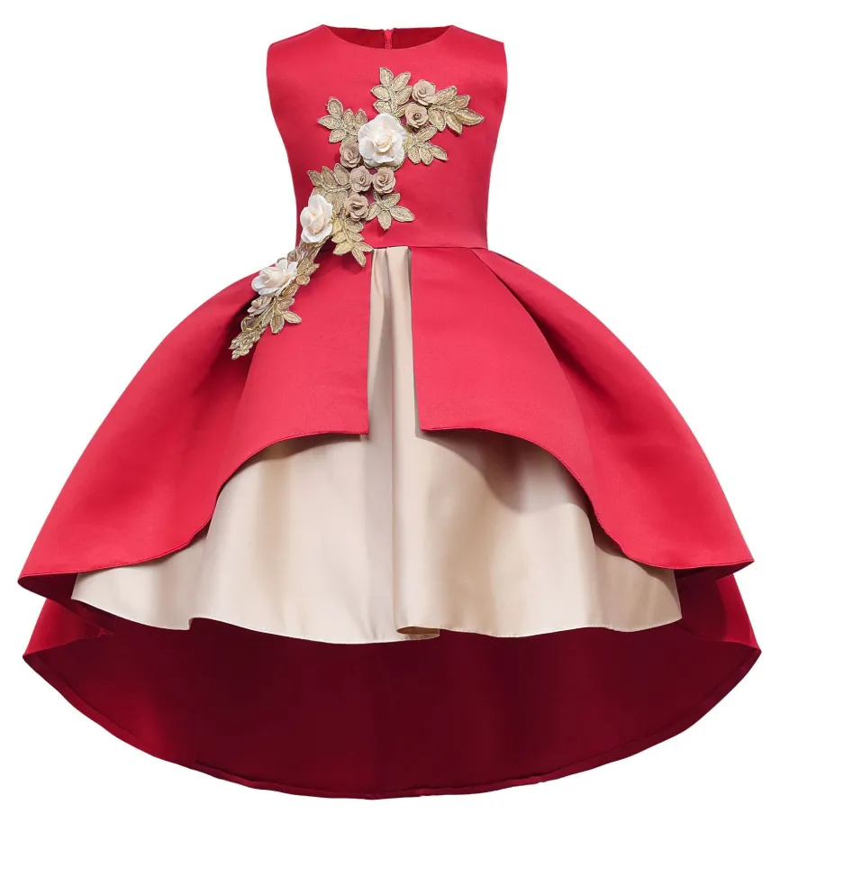 GV girls Kids Birthday Party Baby Girls Flower Poncho Skirt Children Sleeveless Wedding Party Dress