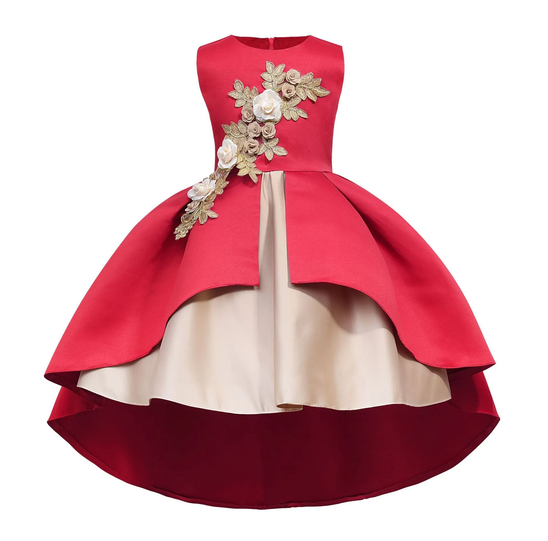 GV girls Kids Birthday Party Baby Girls Flower Poncho Skirt Children Sleeveless Wedding Party Dress