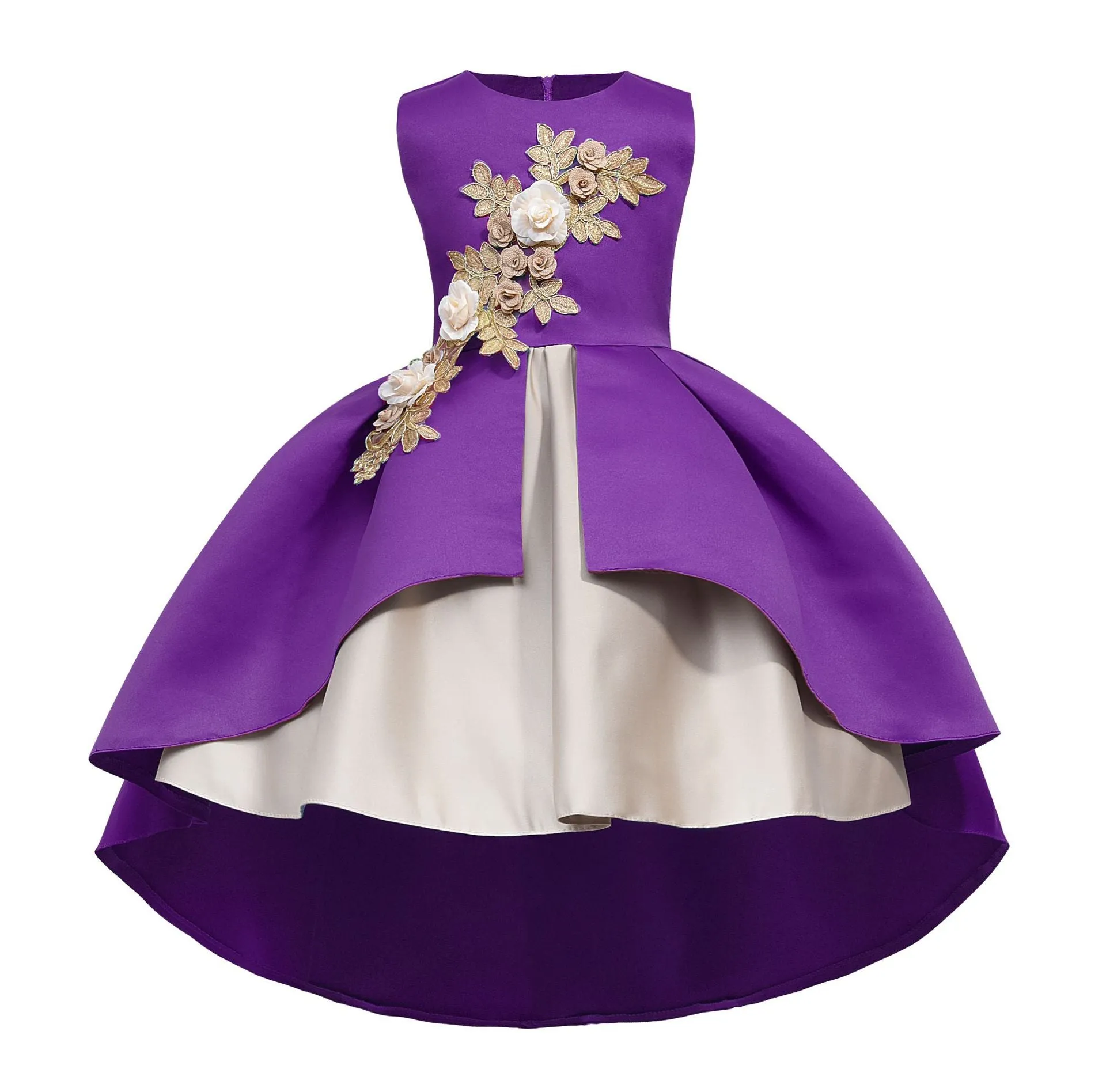 GV girls Kids Birthday Party Baby Girls Flower Poncho Skirt Children Sleeveless Wedding Party Dress