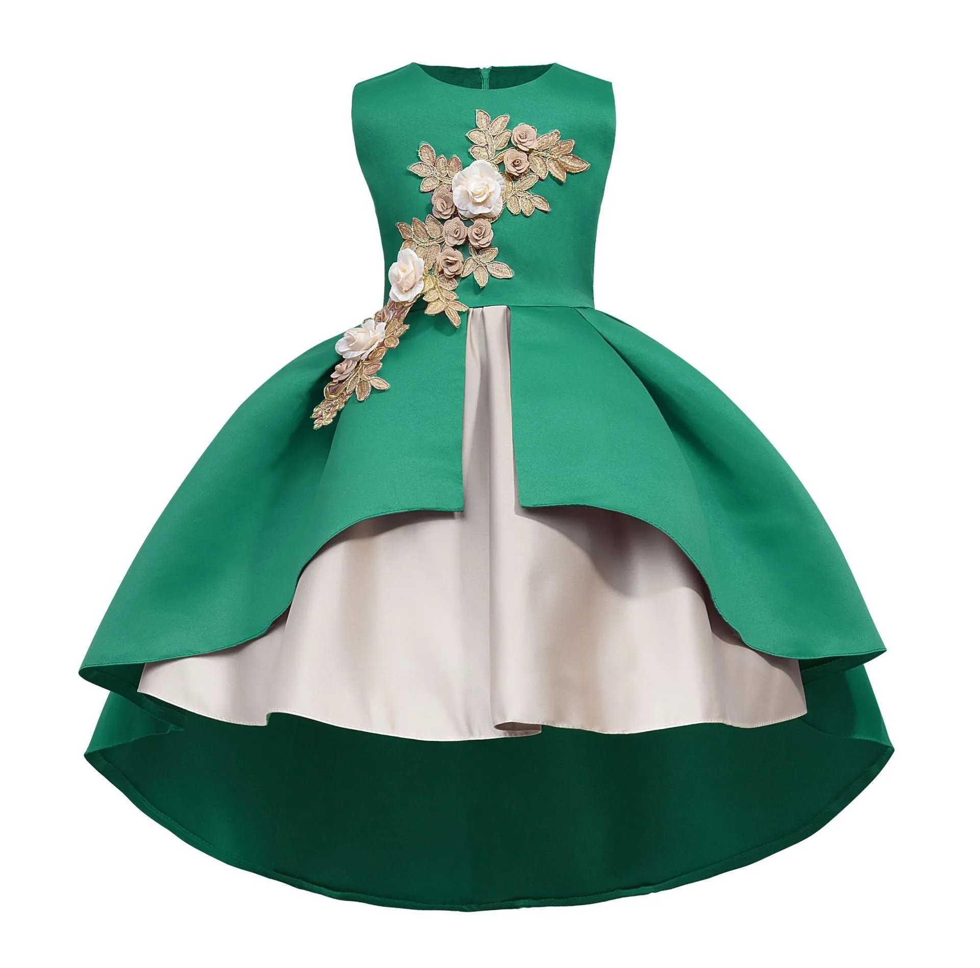 GV girls Kids Birthday Party Baby Girls Flower Poncho Skirt Children Sleeveless Wedding Party Dress