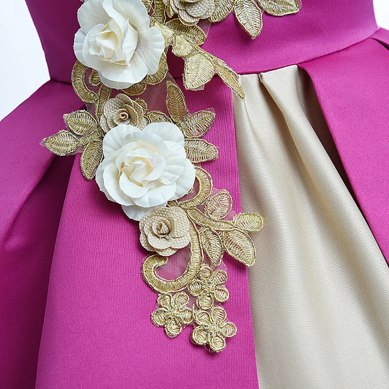 GV girls Kids Birthday Party Baby Girls Flower Poncho Skirt Children Sleeveless Wedding Party Dress