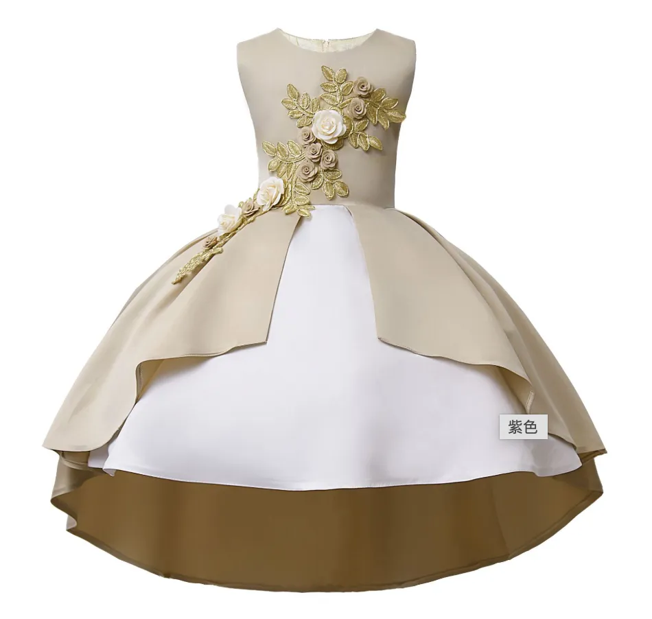 GV girls Kids Birthday Party Baby Girls Flower Poncho Skirt Children Sleeveless Wedding Party Dress