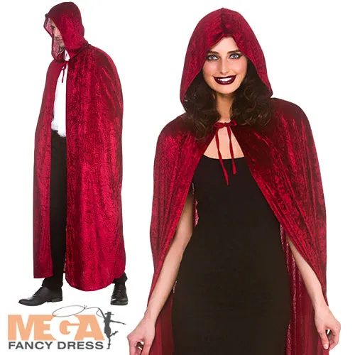 Halloween Deep Red Velvet Hooded Cape Costume Accessory
