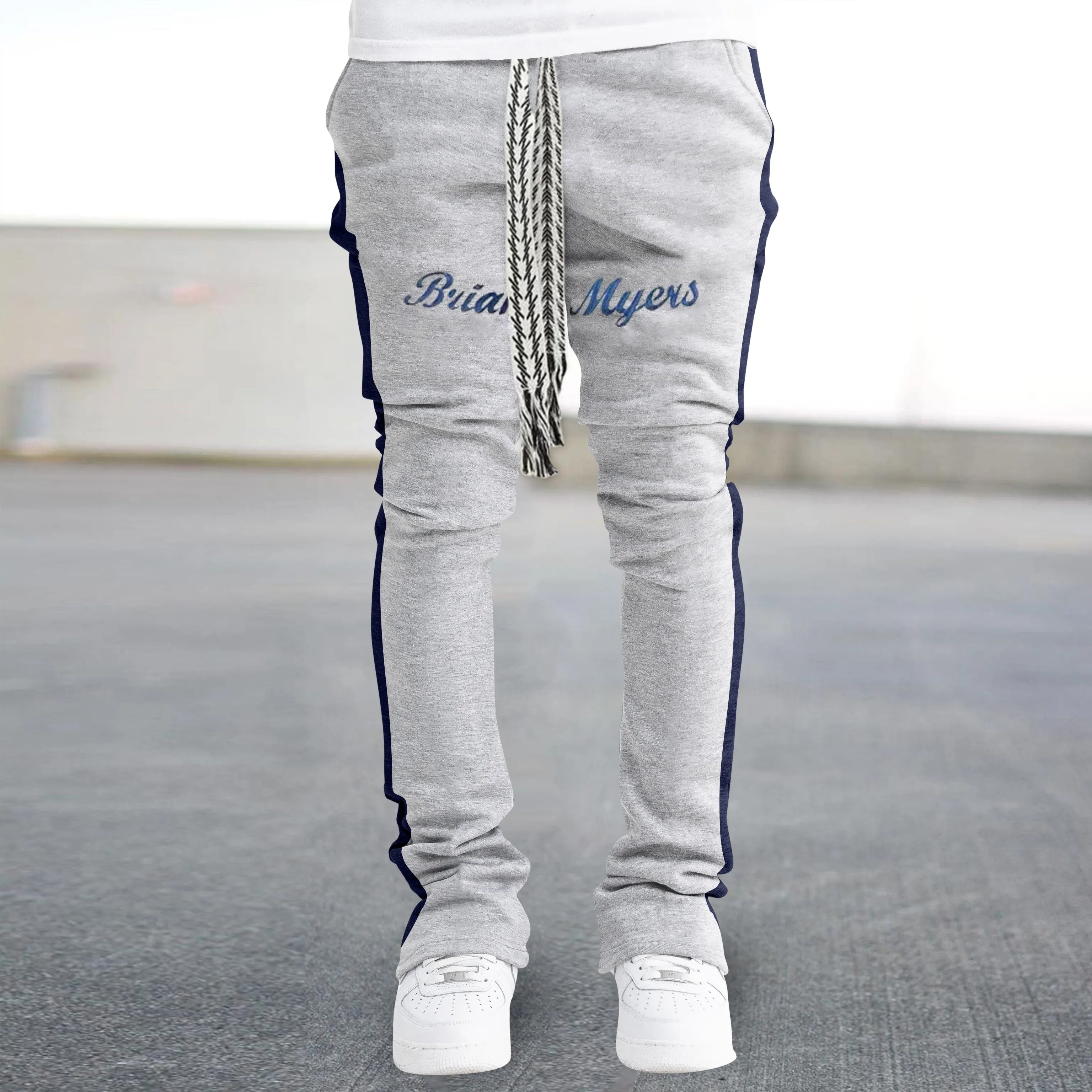 Hip-hop color-block drawstring track pants
