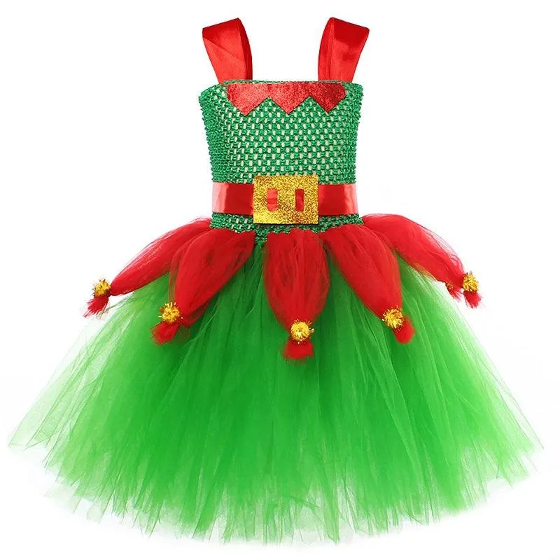Joyful Christmas Girl's Dress Girls' mesh suspender princess dress Carnival Birthday Banquet Christmas Performance Costume