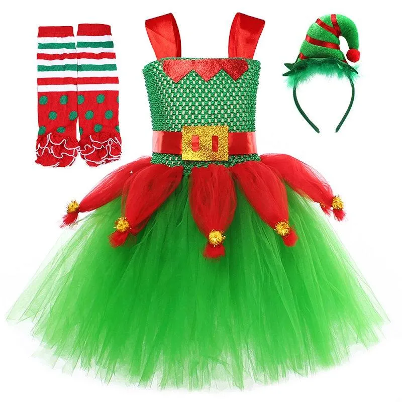 Joyful Christmas Girl's Dress Girls' mesh suspender princess dress Carnival Birthday Banquet Christmas Performance Costume