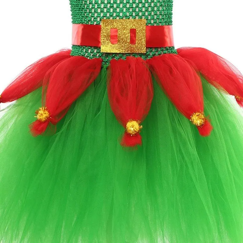 Joyful Christmas Girl's Dress Girls' mesh suspender princess dress Carnival Birthday Banquet Christmas Performance Costume