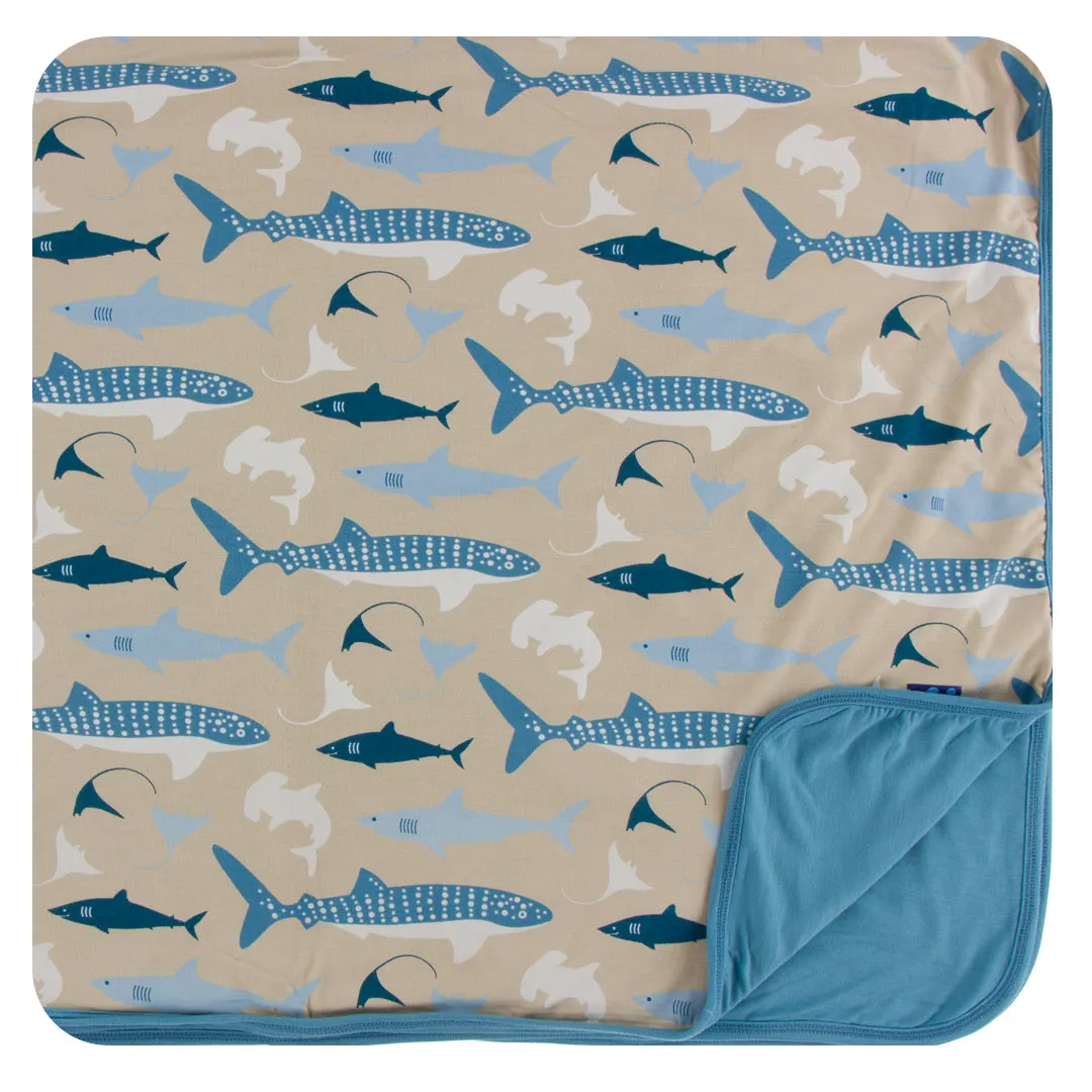KicKee Pants Burlap Sharks Toddler Blanket